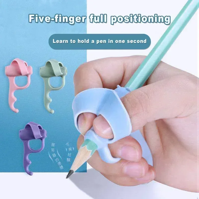 1PC Five Fingers Silicone Pencil Pen Holder Children Writing Posture Learning Tool Stationery Aid Grip Posture Correction Device
