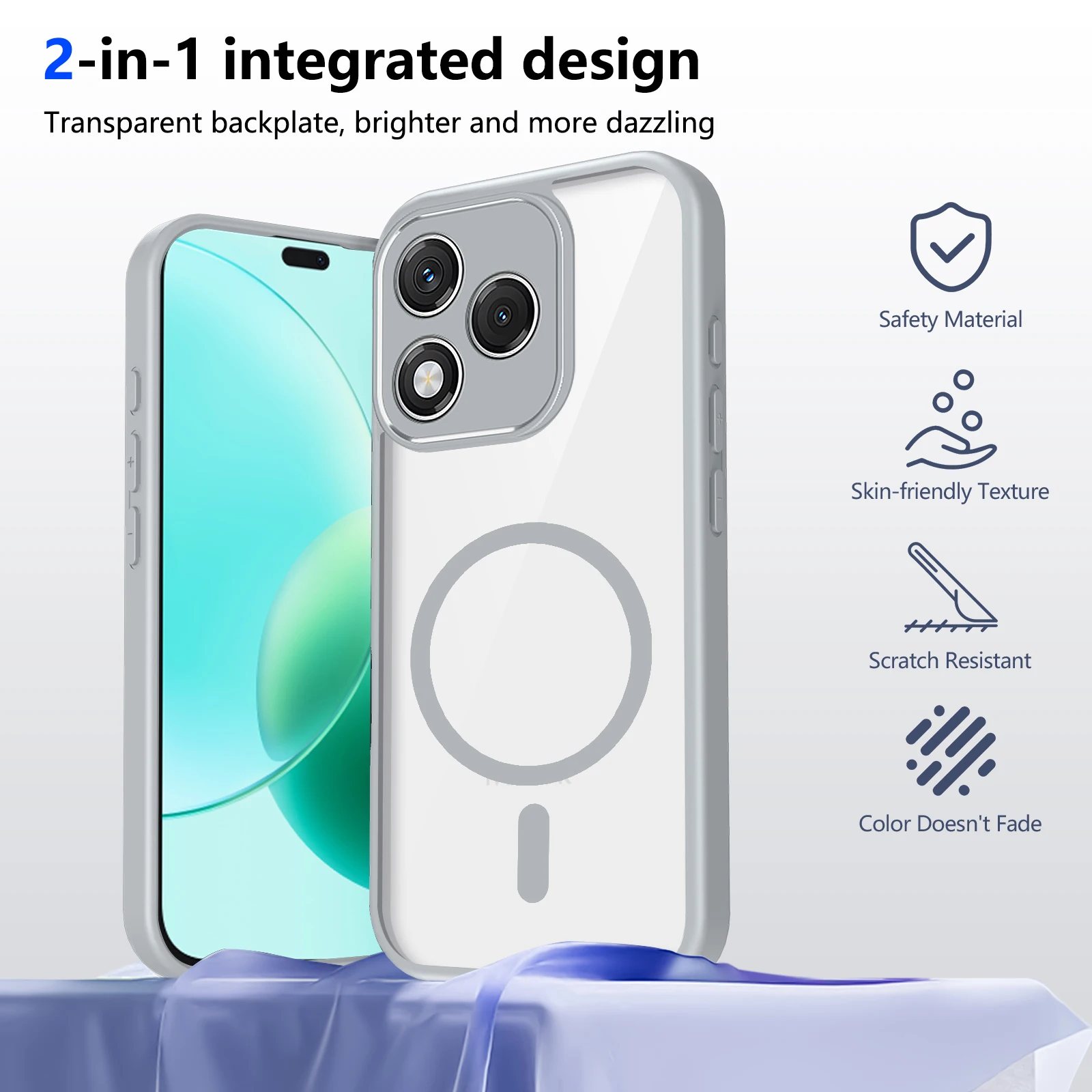 Luxury Magnetic Phone Case For Honor 400/400 Pro/400 Lite/400 Smart/200 Smart Wireless Charging Clear Shockproof Back Cover