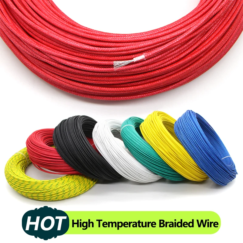 2/10m Silicone Wire Soft Copper Cable Fiberglass Braided Insulated Warm Floor Heat Element Line High Temperature Resistant 300°C