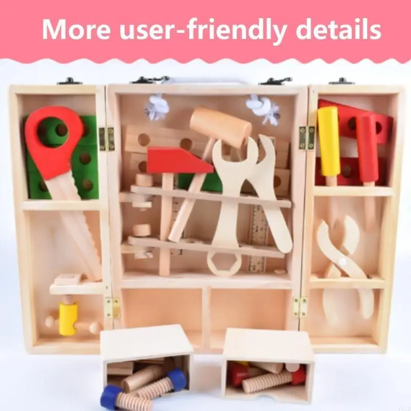 F62d 30x20.3x8cm/11.81x7.99x3.14in Kinder für Spielspielzeugholz -Holzbrettrolle für Spielwerkzeug