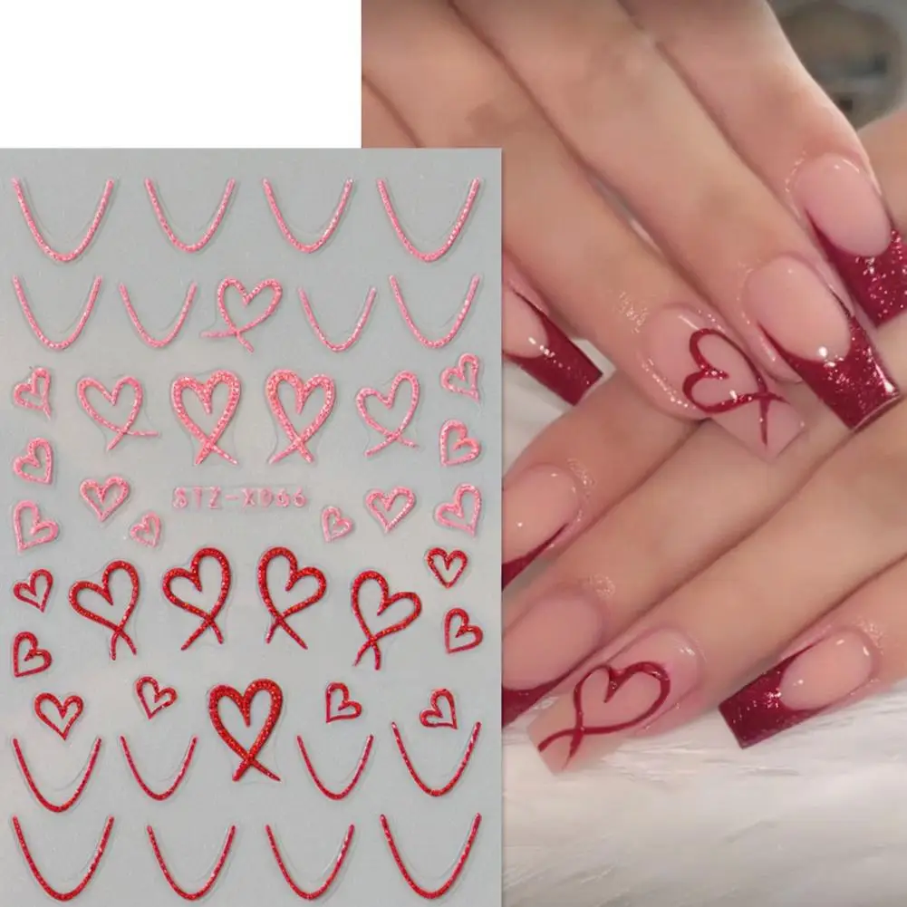 Kiss Sexy Red Lips Stickers For Nails Valentine's Day Self-adhesive Nail Art Decoractions Decals Sliders Manicure Accessori L9Z4