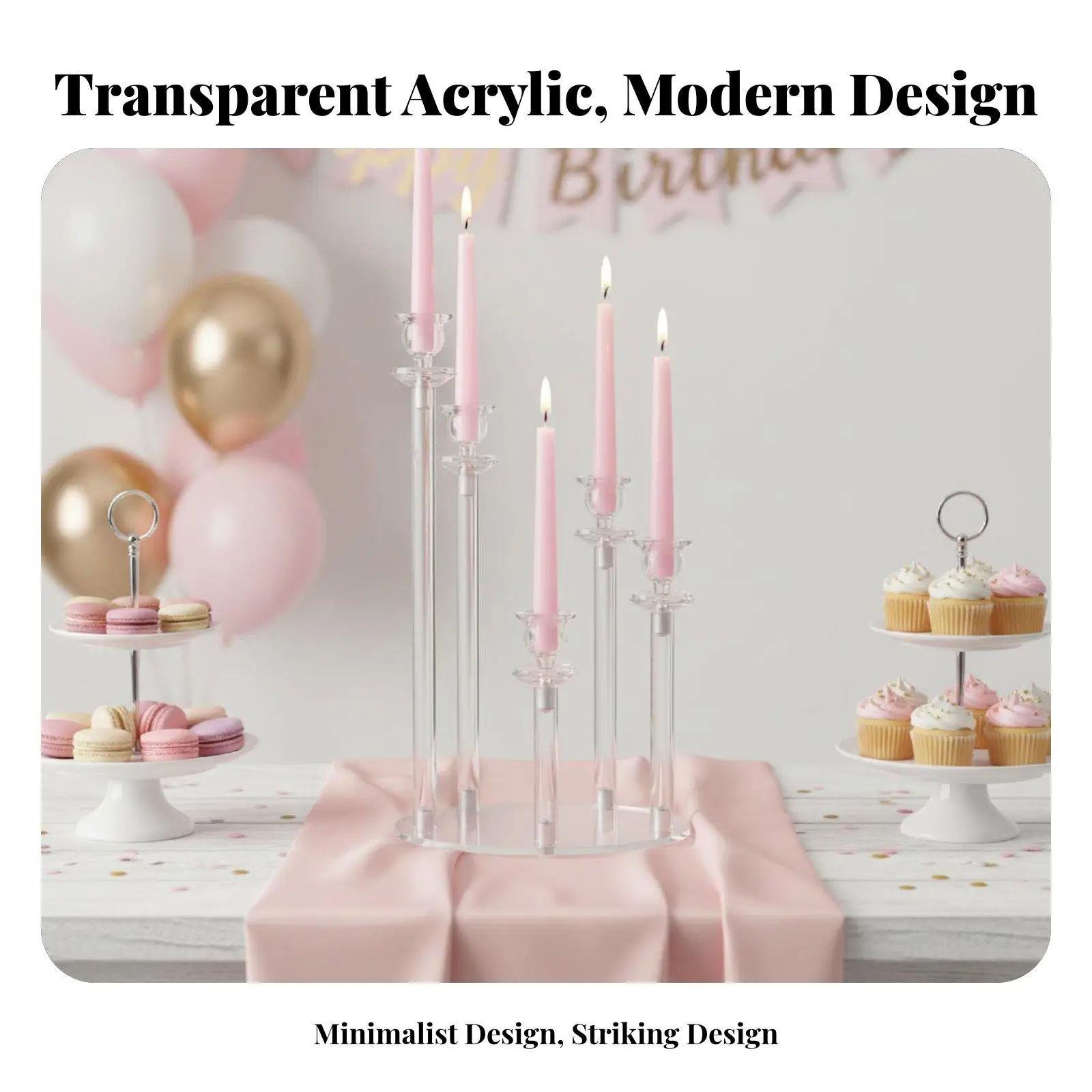 Acrylic Candelabra Modern Clear Candlestick Holder for LED Tealight Wedding Centerpieces Table Decoration Minimalist Style