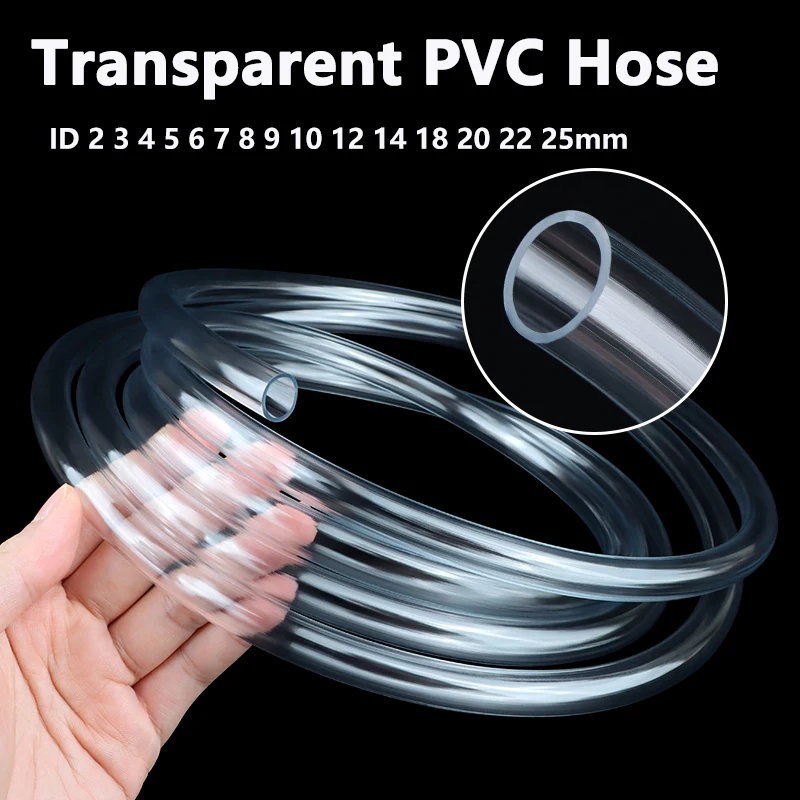 

3/5m Transparent PVC Plastic Hoses Inner Diameter 2 3 4 5 6 8 10 12 14 16 18 20 25mm Clear Water Aquarium Pump Tube Garden Pipe