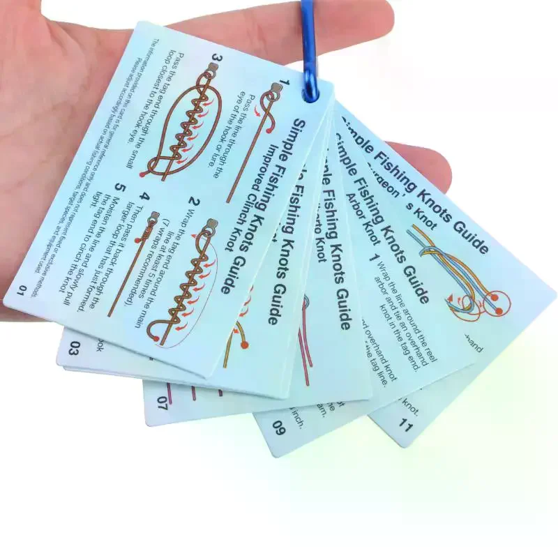 6PCS/1set Fishing Knot Guide Card, Containing 12 Of The Most Practical Fishing Knots, With Storage Buckle, Durable PVC Card