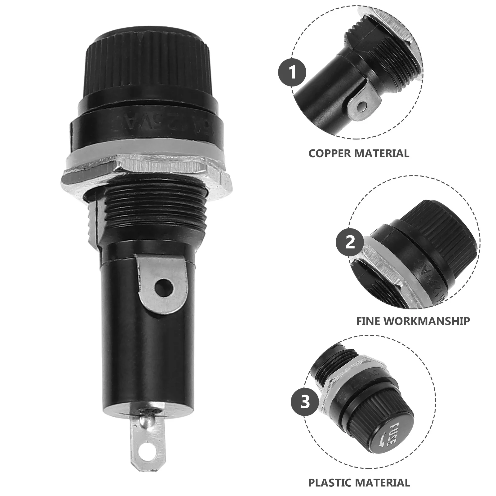 

10Pcs Fuse Holders Heat Resistant End Mounted for Car Audio Alarm Power Protection Professional Auto Fuse Accessories