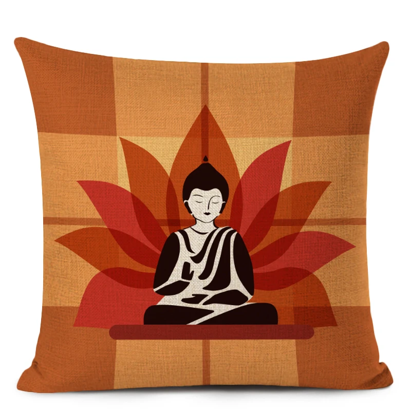 Buddha Cushion Cover China Thailand Religion Culture Art Decoration Pillowcase Sofa Home Decor Square Linen Pillow Cover