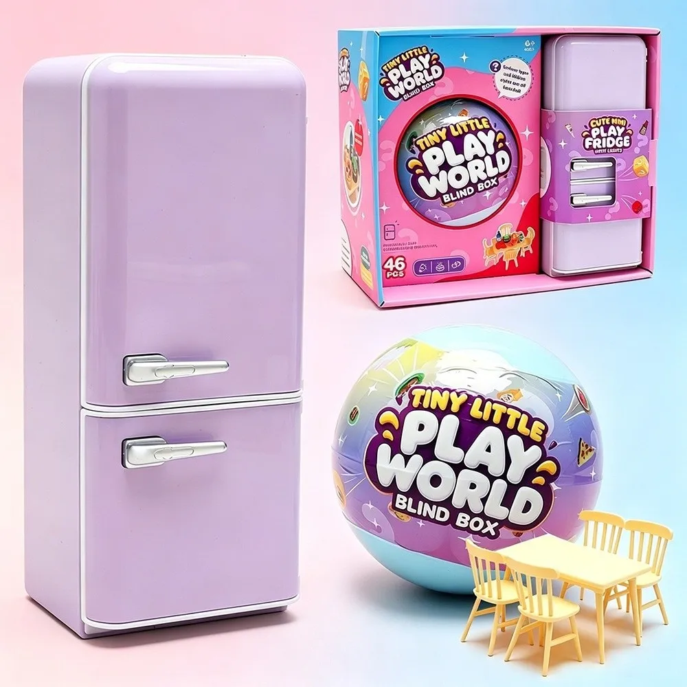 Random Models Mini Fridge Mini Size Creative Design Food Models Multi-color Micro Table Chair Pretend Play Set Gifts