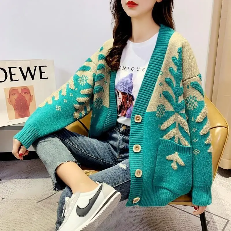 2023 Autumn/Winter New Sweater Coat Large Women\'s Korean Loose Fashion Versatile Knitted Cardigan Top Trend