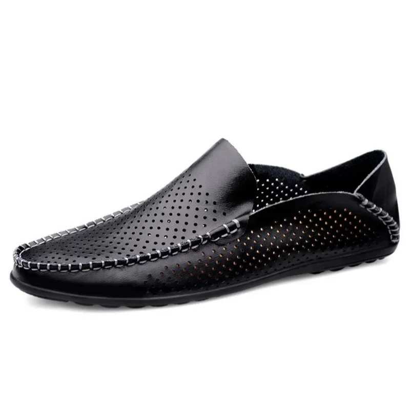 New Summer Genuine Leather Shoes Men Comfortable Mesh Men Loafers Casual Shoes Men Flats Hot Sale Driving Shoes Moccasins