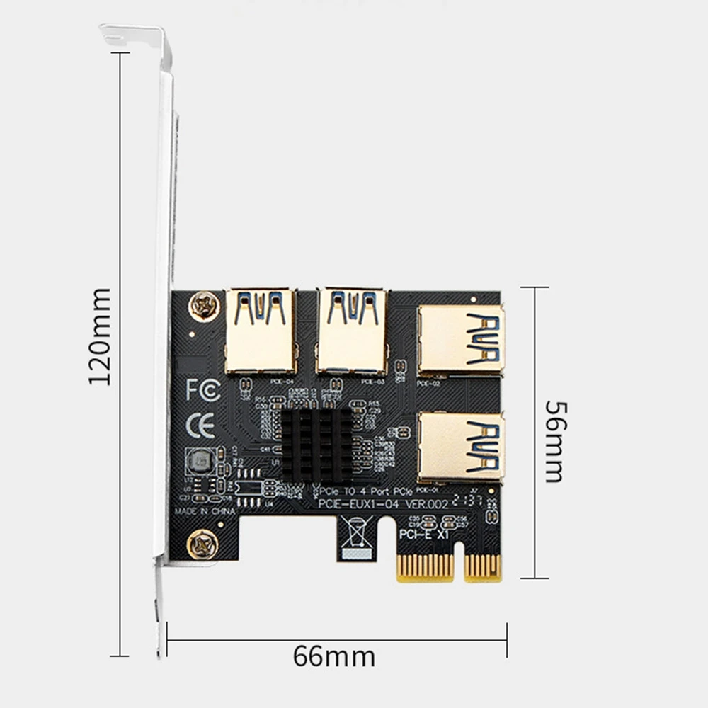 Tarjeta elevadora PCIE 1 a 4, tarjeta adaptadora PCIE 1X a 4, compatible con tarjetas gráficas de la serie 10 para Dispositivo de minería de Bitcoin