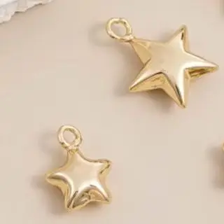 

14K Gold-plated Glossy 3D Five-pointed Star Pendant for DIY Handmade Bracelet Necklace Handcrafted Accessory