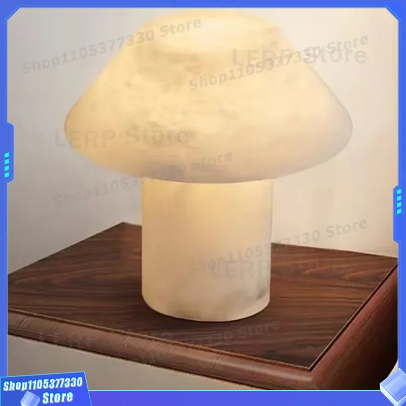 Modern Spanish Marble Mushroom Table Lamp All Copper Designer Bedside Light for Bedroom Sofa Cabinet Decorative Nightstand