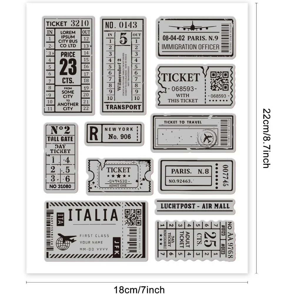 Vintage Air Tickets Cling Rubber Stamp Vintage Air Tickets Cling Mount Stamp Script Stamps Script Stamps for Card Making