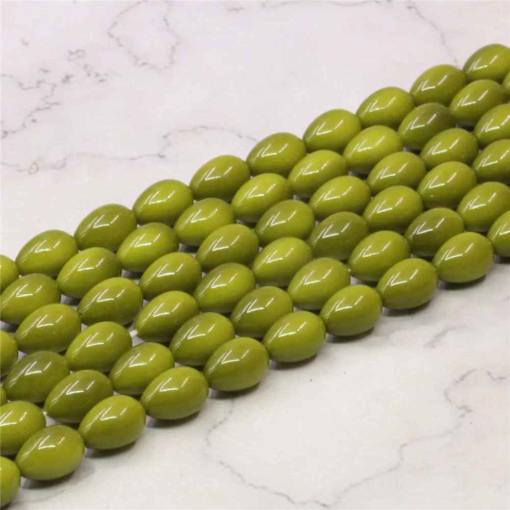 9x13mm Olive Green Artificial Shell Imitation Pearl Beads Water Drop Shape Wholesaler Handmade Beads Teardrop Jewelry Making