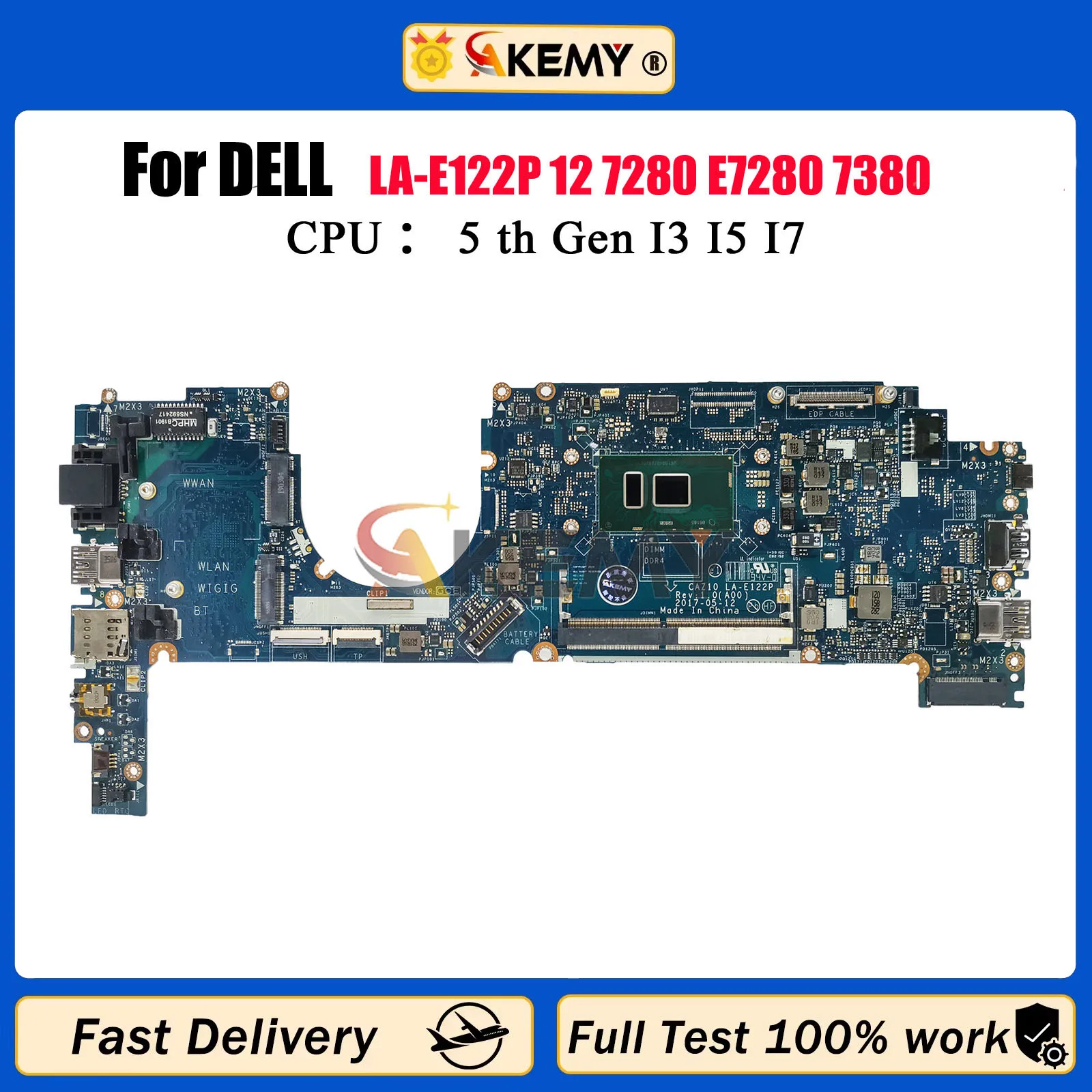 

For Dell Latitude 7280 Notebook Mainboard LA-E121P LA-E122P 0R5YF6 0HP2CR 0Y044T 0NYJY5 I5 I7 6/7th Motherboard 100% Tested OK
