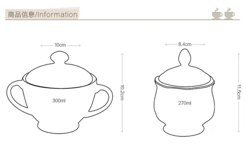 European Style Sugar Bowl for Coffee High-grade Porcelain English British Afternoon Tea set accessories Coffeeware kitchenware