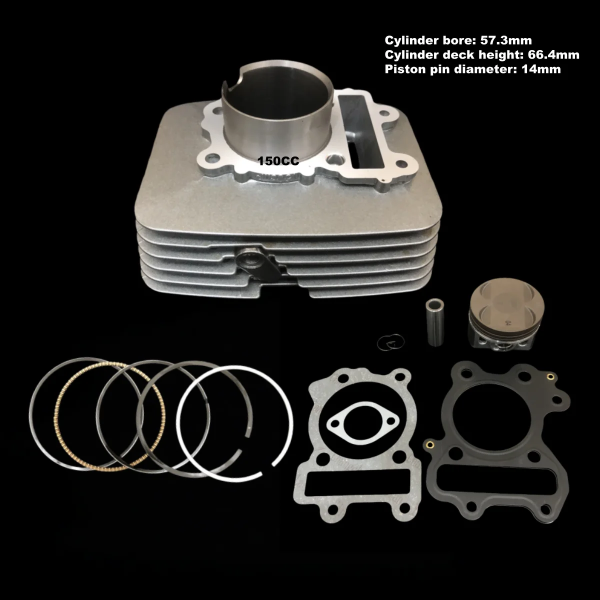 

150cc Big Bore Cylinder Piston Kit for Benelli TNT125 BJ125-3E 154FMI-7 Engine Upgrade, 57.3mm Motorcycle Performance Parts