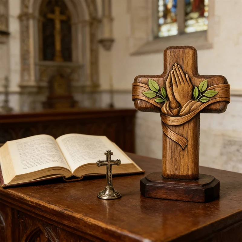 New Portable Small Wooden Pocket Cross With Card Suitable For Easter Christmas Weekend Worship Small Exquisite Religious Gifts
