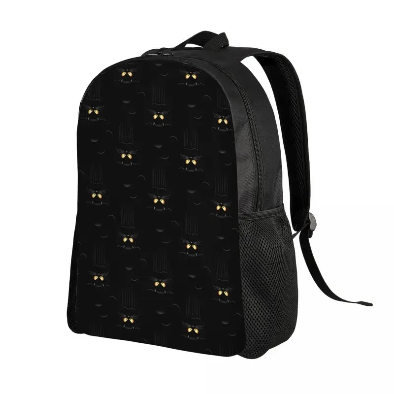 Mochila para ordenador portátil de gato negro para hombres y mujeres, bolsa de libros básica para estudiantes universitarios, bolsos de dibujos animados divertidos