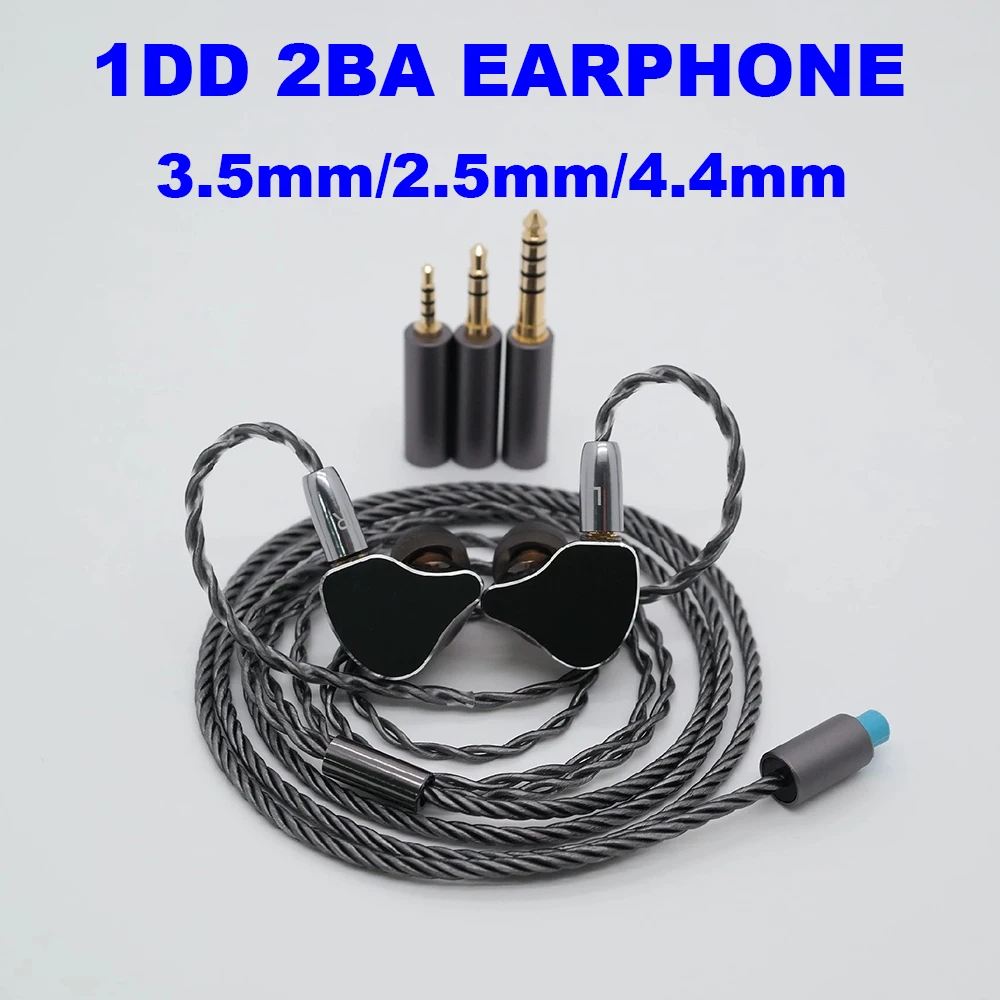 

1DD 2BA IEM Earphones HiFi Headphones in-ear Monitor Earbuds Balanced Connection Wired Headset MMCX Detachable Cable 3.5 2.5 4.4