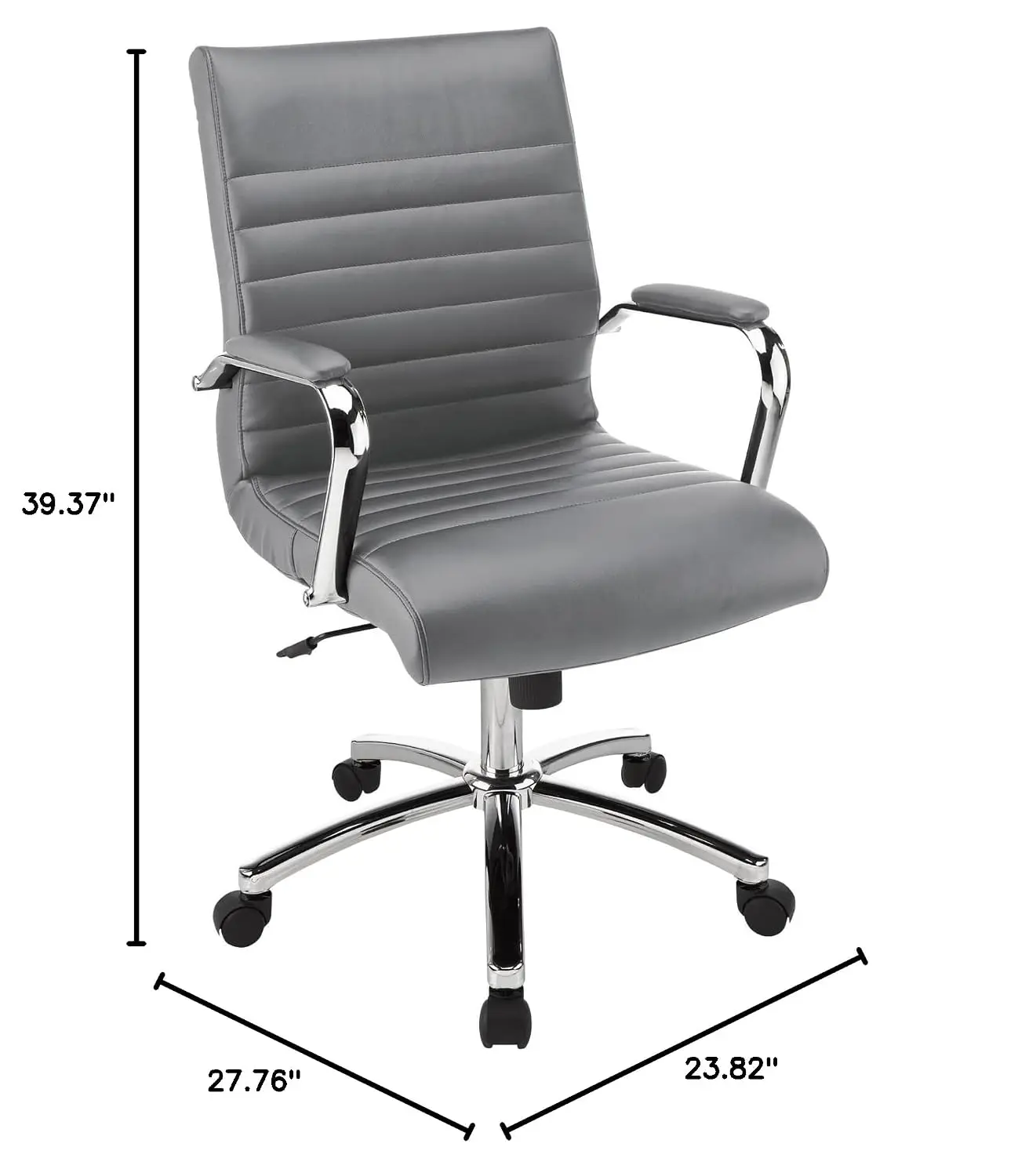 Modern Comfort Mid-Back Office Chair, Bonded Leather, Ergonomic Support, Executive Desk, Gray, Customized