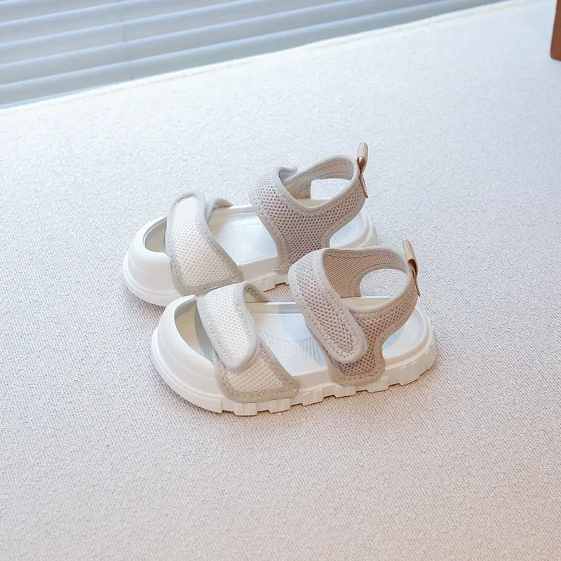Kids Casual Shoes Soft Sole Non-slip Girls Beach Shoes Toes Capped Double Hook&loop 2025 Summer New Children Sandals Comfort