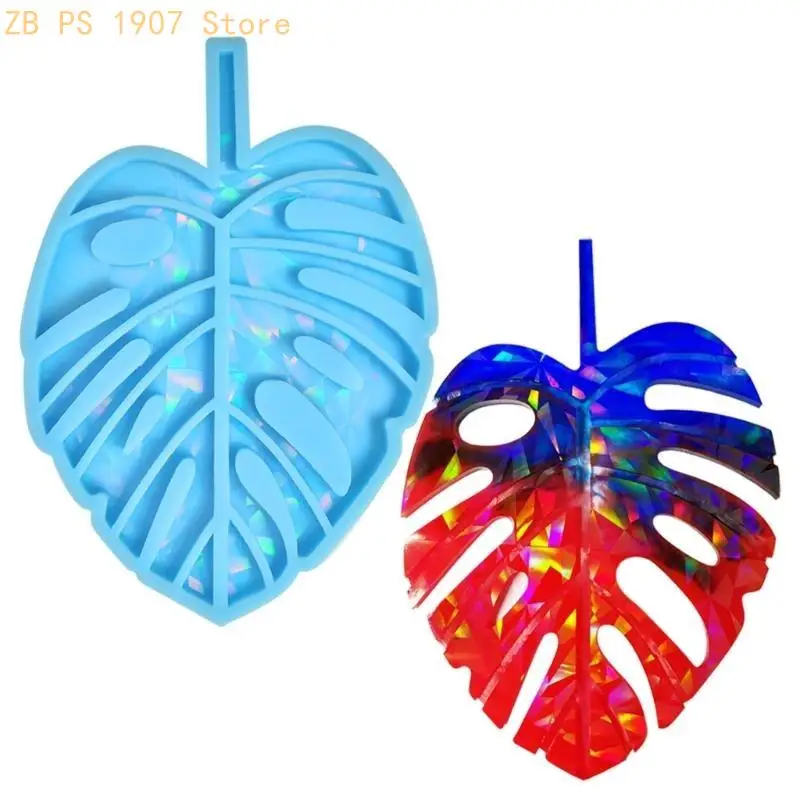 Holographic-Resin Molds Palm-Leaf Cup Mat Silicone Mold Rainbow-Effect Epoxy Casting Mold DIY Cup Pad 55KA