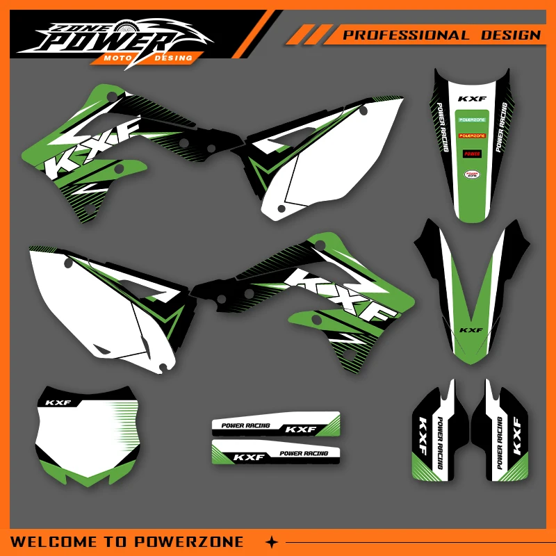 

Графика Powerzone для Kawasaki KX450F KXF 2012 2013 2014 2015 KXF450 450cc наклейки наклейки фон мотоцикла индивидуальный дизайн