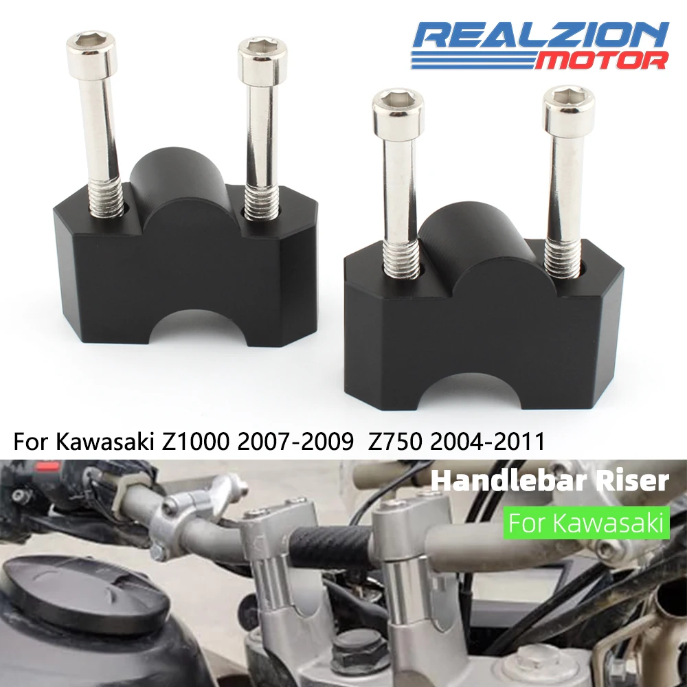

REALZION Z1000 Handle Bar Clamp Raised Extender Raiser Handlebar Mount Riser For KAWASAKI Z1000 2007-2009 Z750 2004-2011