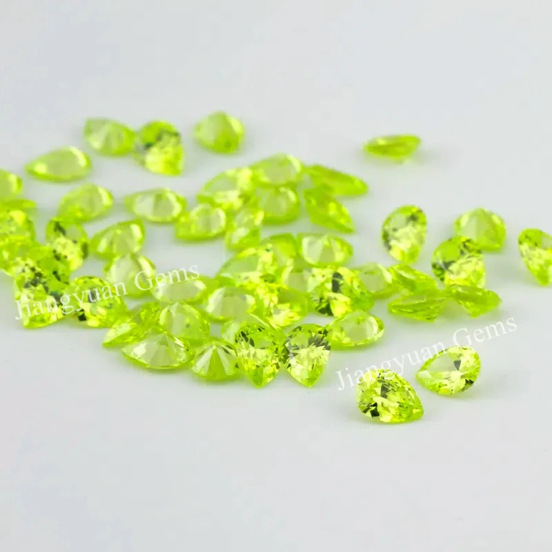 Größe 3x5mm~10x12mm 5A Zirkon Birnenförmiger Apfelgrüner Kubischer Zirkonia Stein Loser CZ Synthetischer Edelstein für Schmuckherstellung – Detail 7
