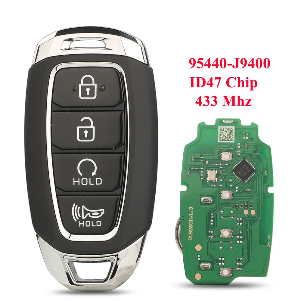 

jingyuqin New Remote Smart Car Key Fob 433Mhz For Hyundai Kona 2021+ FCC 95440-J9400 47Chip TQ8-FOB-4F43