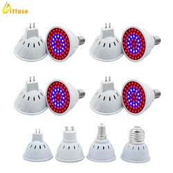 LED 성장 조명 E14 E27 MR16 GU10 AC 220V 전체 스펙트럼 LED 전구 식물 램프, 레드 블루 UV IR, 성장 텐트 온실 성장 조명