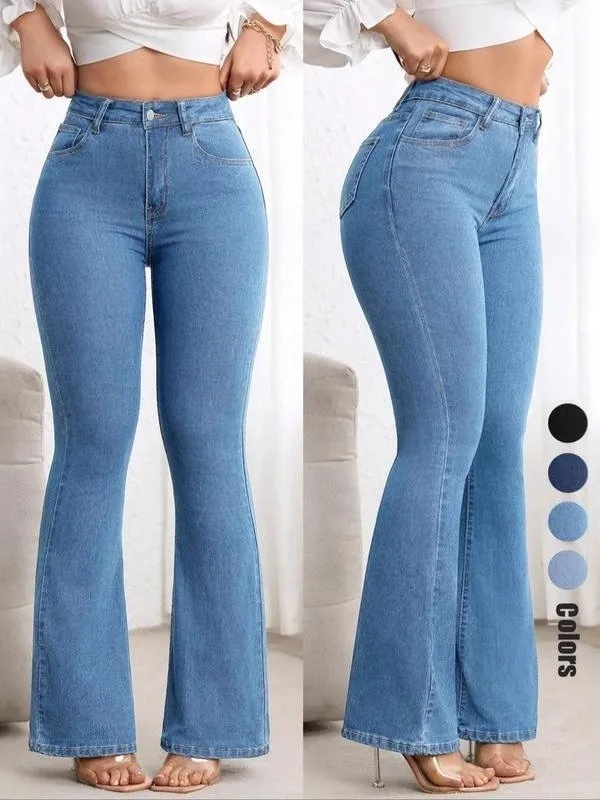 

Elastic High Waist Bell Bot Jeans Women's Denim Skinnies Butt Lifting Cross-Border ular Cotton Blend Busin Casual