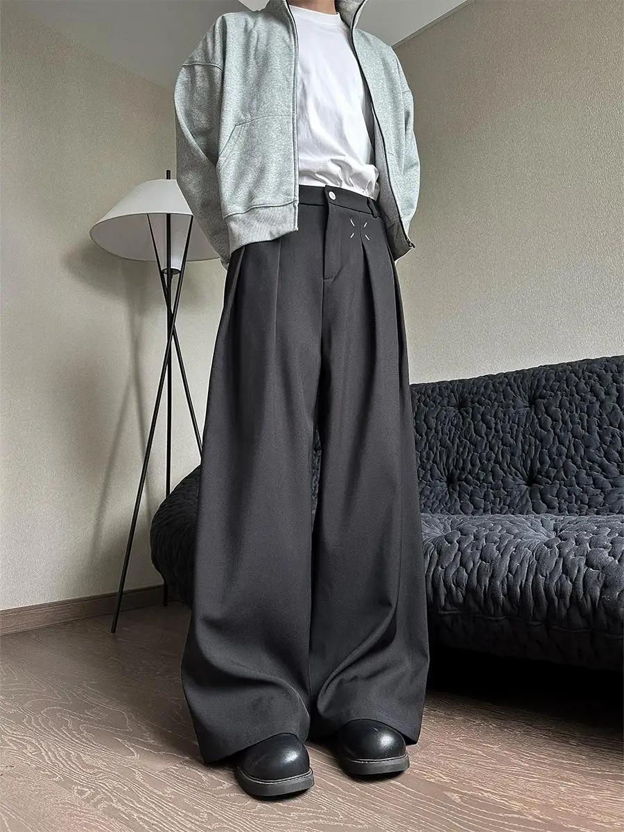 

American Sle Deconstructed Wide Leg Pants Men's Casual Loose Floor-Length Trousers Women's Straight Casual Pants