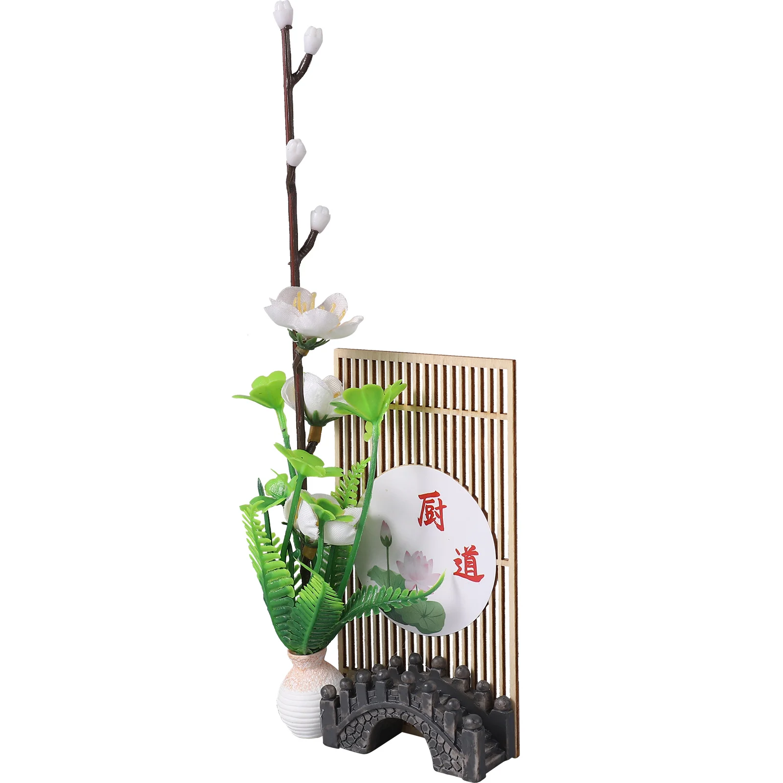 Flower Adornment Artificial Flowers Japanese Restaurant Supply Plant for Sushi Plate Pink Wood