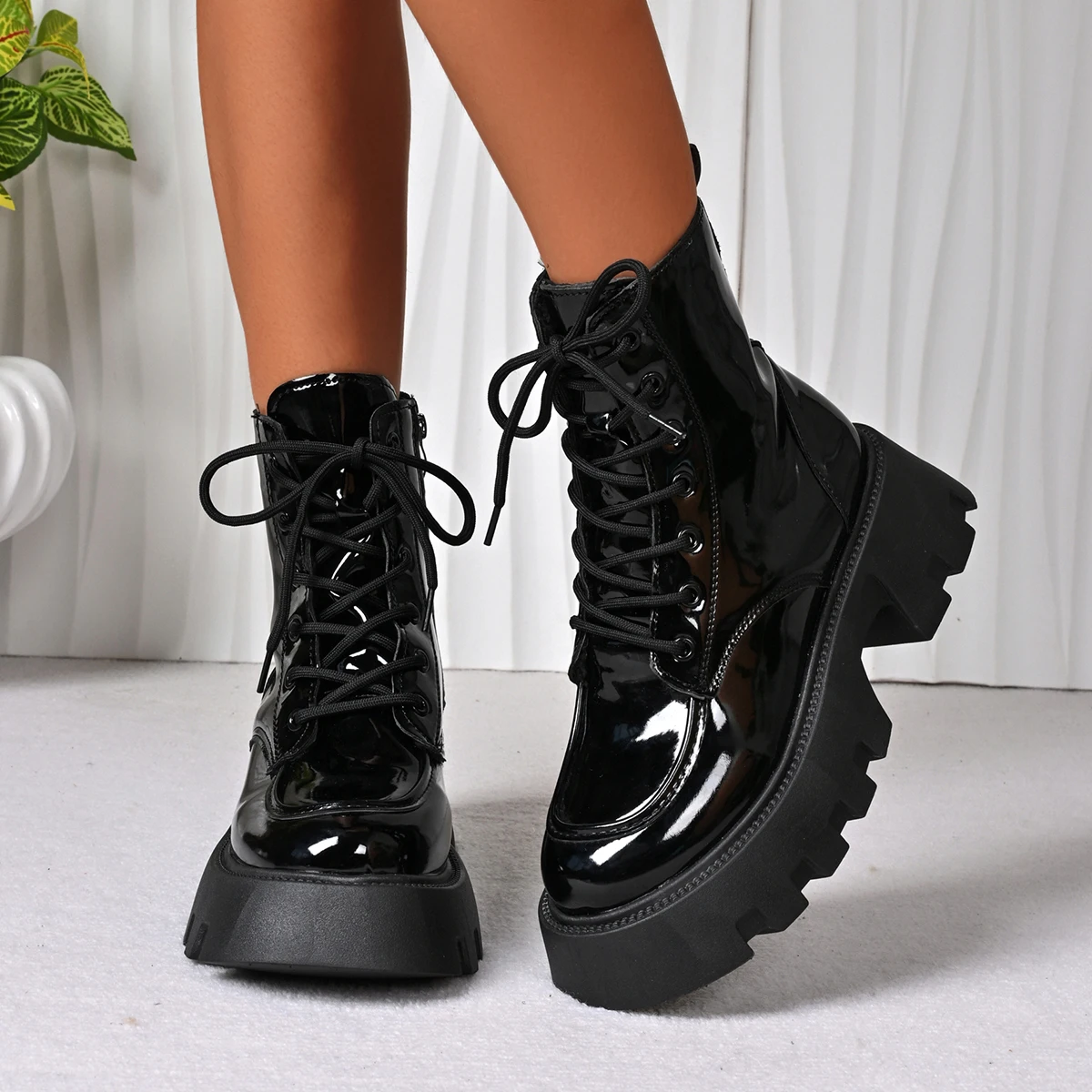 Herbst und Winter, runde Zehen, lässig, dicke Sohle, bequeme Ritterstiefel, modische und bequeme Damen-Stiefel mit Zwischensohle