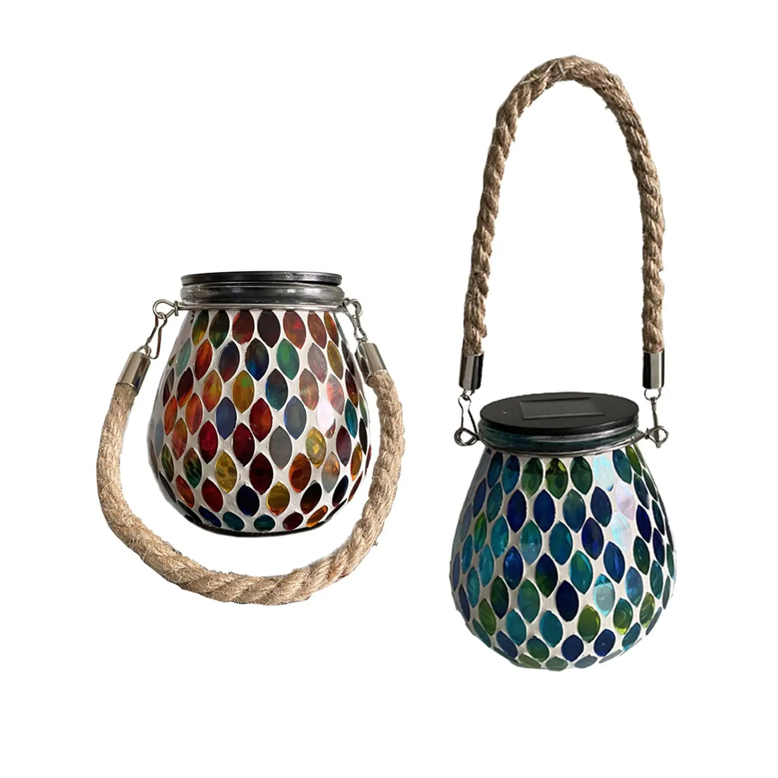 

Mosaic Glass Jar Solar Lights Hanging Waterproof Reable Energy Saving