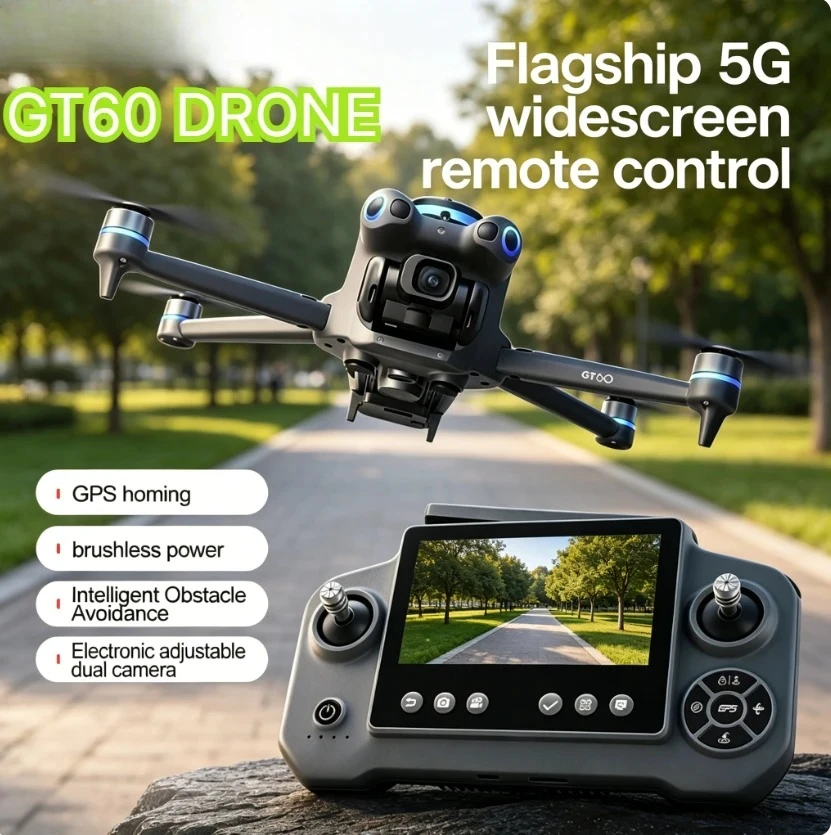 Original GT60 GPS Foldable RC Quadcopter 4.3 Inch Screen 4K HD 8K Brushless Airdrop 5G FPV Dual Camera Drone
