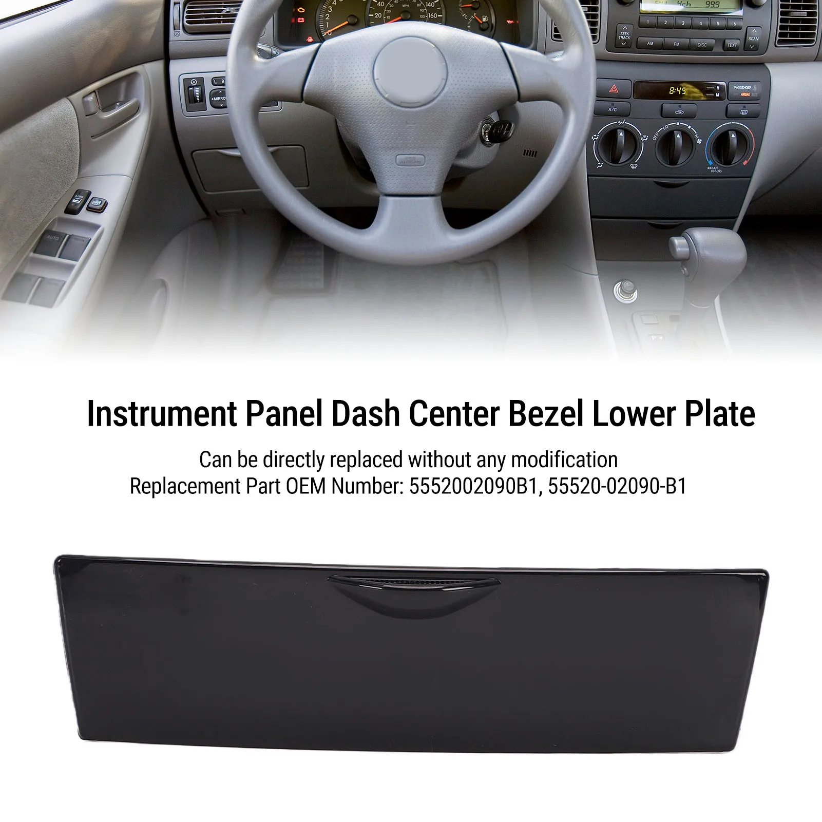 Car Front Center Console Storage Box Panel Cover for Toyota Corolla 2003-2008 Instrument Panel Dash Center Bezel Lower Plate