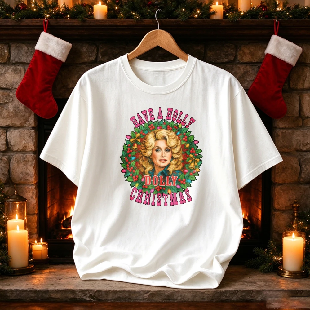 Have A Holly Dolly Christmas T-shirt Women Vintage Holly Dolly Christmas Country Music Nashville Western 70s Glam Shirt  Unisex