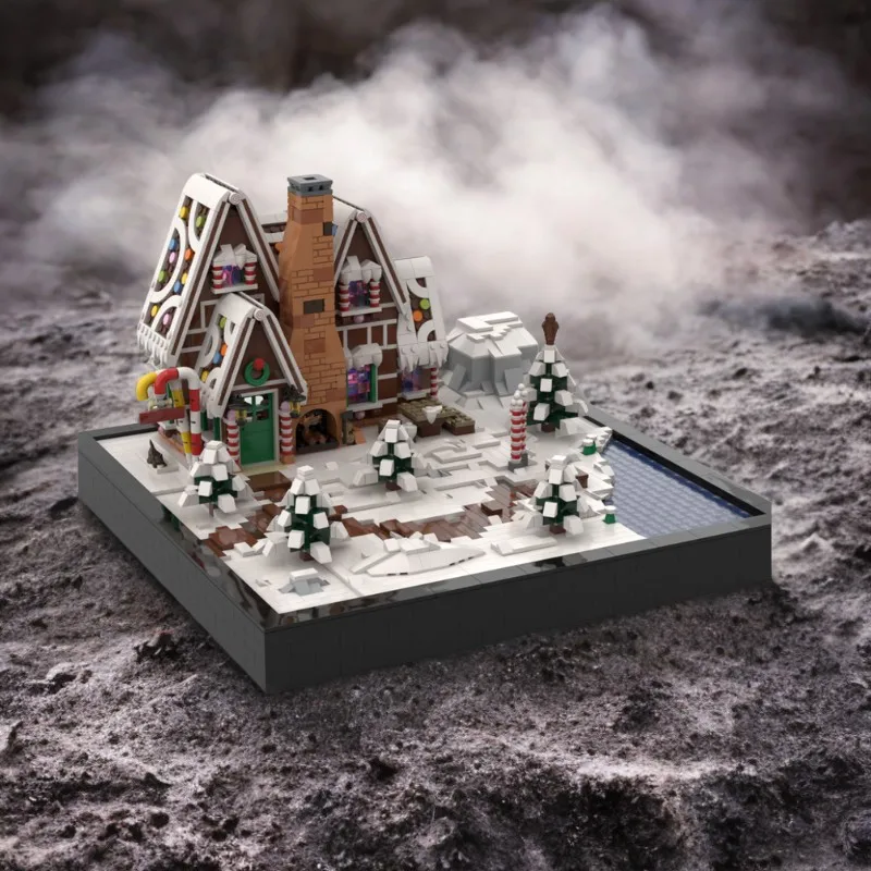 1518pcs MOC 진저 하우스 디오라마 DIY 모델 빌딩 블록 휴일 베이킹 팬을위한 생일 장난감 선물