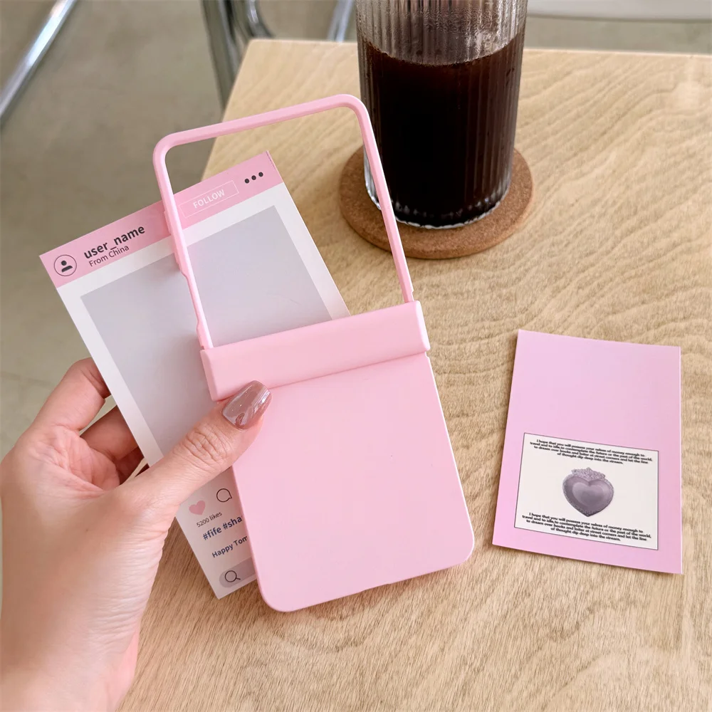 Einfarbige Macaron-Scharnier-Schutzhülle für Samsung Galaxy Z Flip 7, 6, 5, 4, 3, Flip7, Flip6, Flip5, Hartschalenhüllen