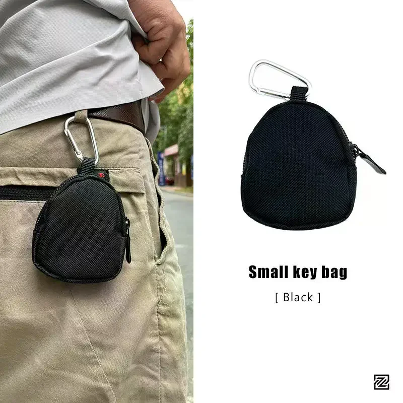 Men Wear-resistant Coin Purse Portable Keychain Pouch Compact Zipper Pocket Small Storage Bag for Hiking Camping Outdoor