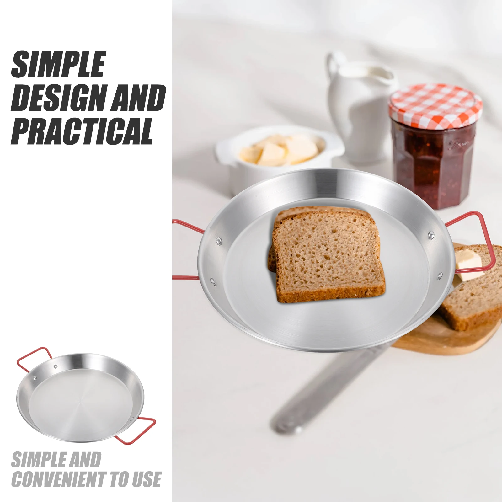 

Stainless Steel Food Tray Double Handles Snack Plate Camping Picnic Bbq Afternoon Tea Dried Fruit Storage Kitchen Tableware Set