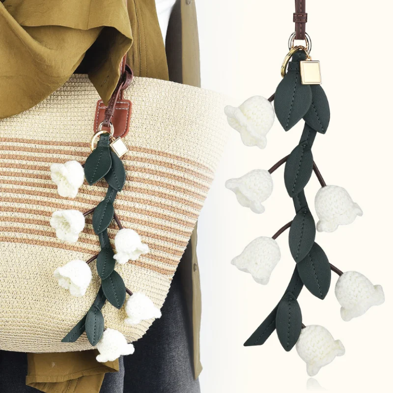 

Hand-woven Lily Of The Valley Flower String Bag Pendant Backpack Lanyard Accessories Cherry Blossom Flower Hanging Decoration