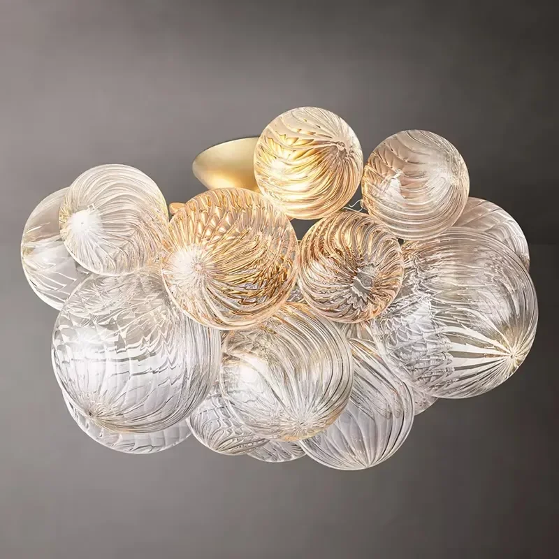 Modern 18 Light Blown Glass Bubble Wall Lamp Corrugated Steel Cluster Sconce for Foyer Bedroom Project Lighting Fixture Decor