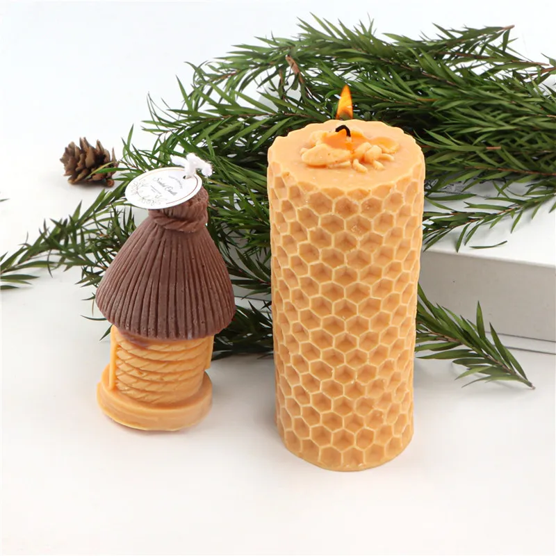 3D Bee Honeycomb Candle Molds Beehive Silicone Mold for Homemade Beeswax Candle Soap Hand Lotion Bars Crayon Wax Melt Hives