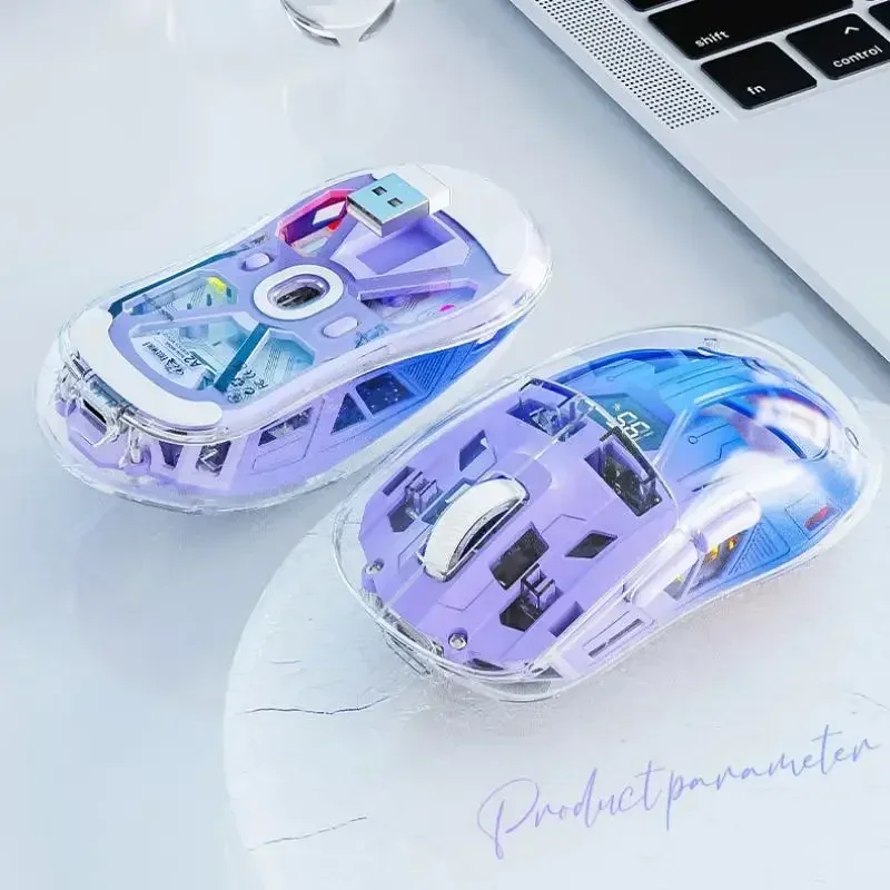Ziyoulang A2 Wireless Bluetooth Dual Mode Mouse trasparente PAW3212 4000pdi Esports Mouse da gioco Laptop Office Gamer Accessori