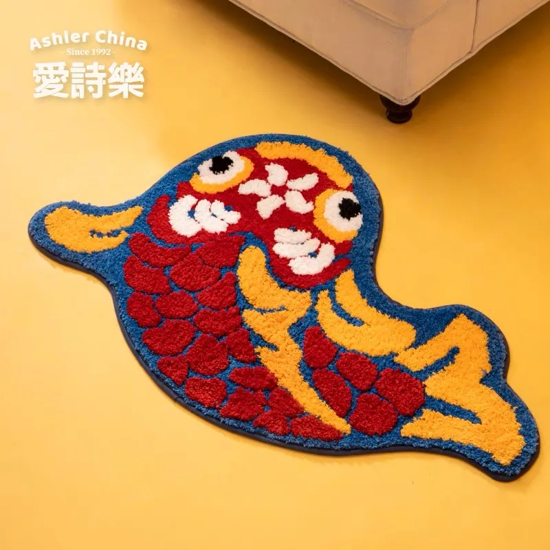 VIKAMA New Year Chinese Imitation Cashmere Festive Mat Bedroom Door Kitchen Bathroom Door Suction Foot Mat Home Decoration