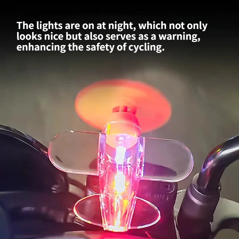 Rotating Airplane Wind Power Light Motorcycle Helmet Wind‑driven Glowing Warning Lamp  Decorative Night Light for Bike Helmet